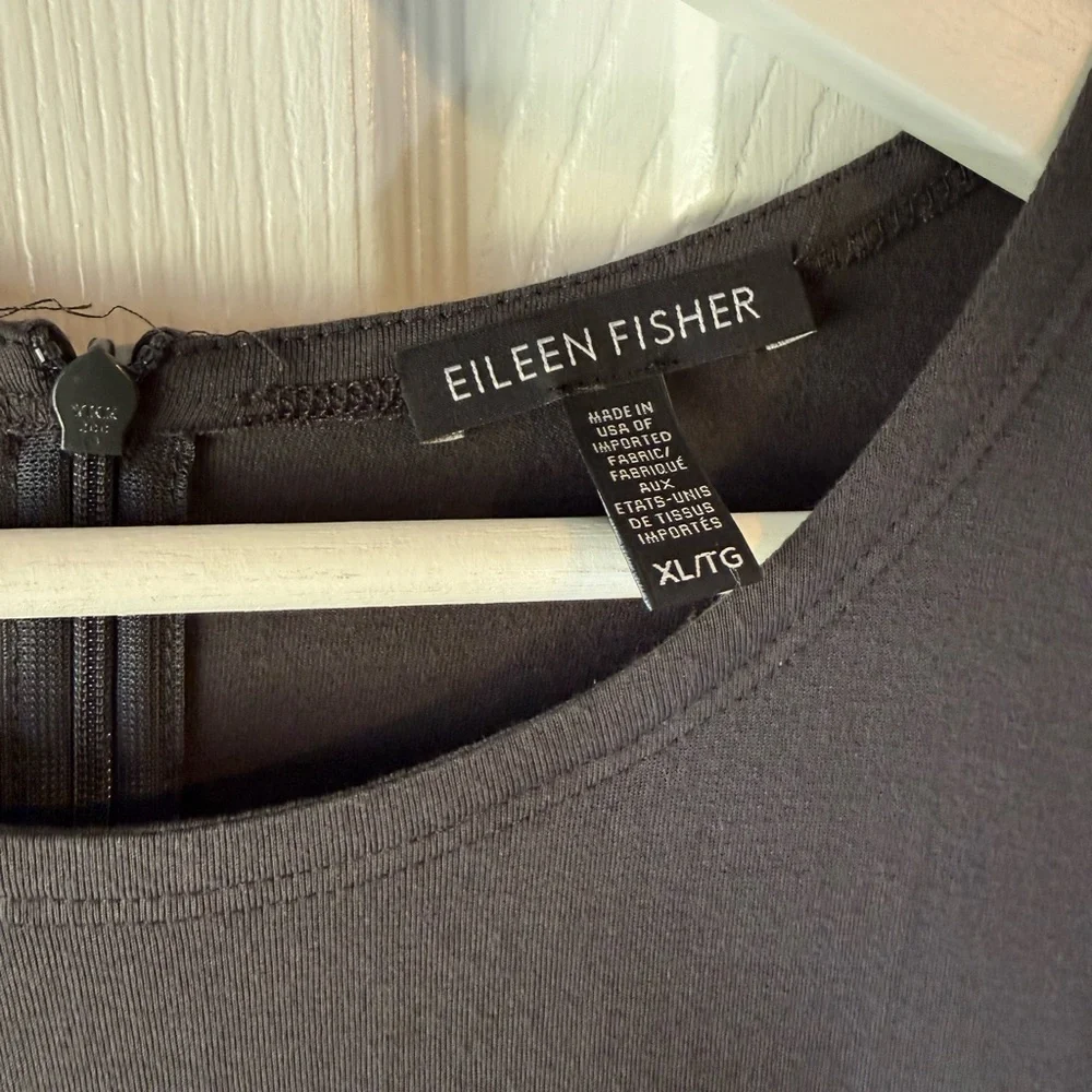 Eileen Fisher Wide Leg Jumpsuit With Pockets Jersey Knit Dark Gray Size XL - Picture 3 of 9